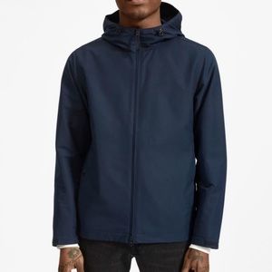 Everlane Renew All-Weather Hooded Zip Up Rain Jacket Navy Blue Sz Small
